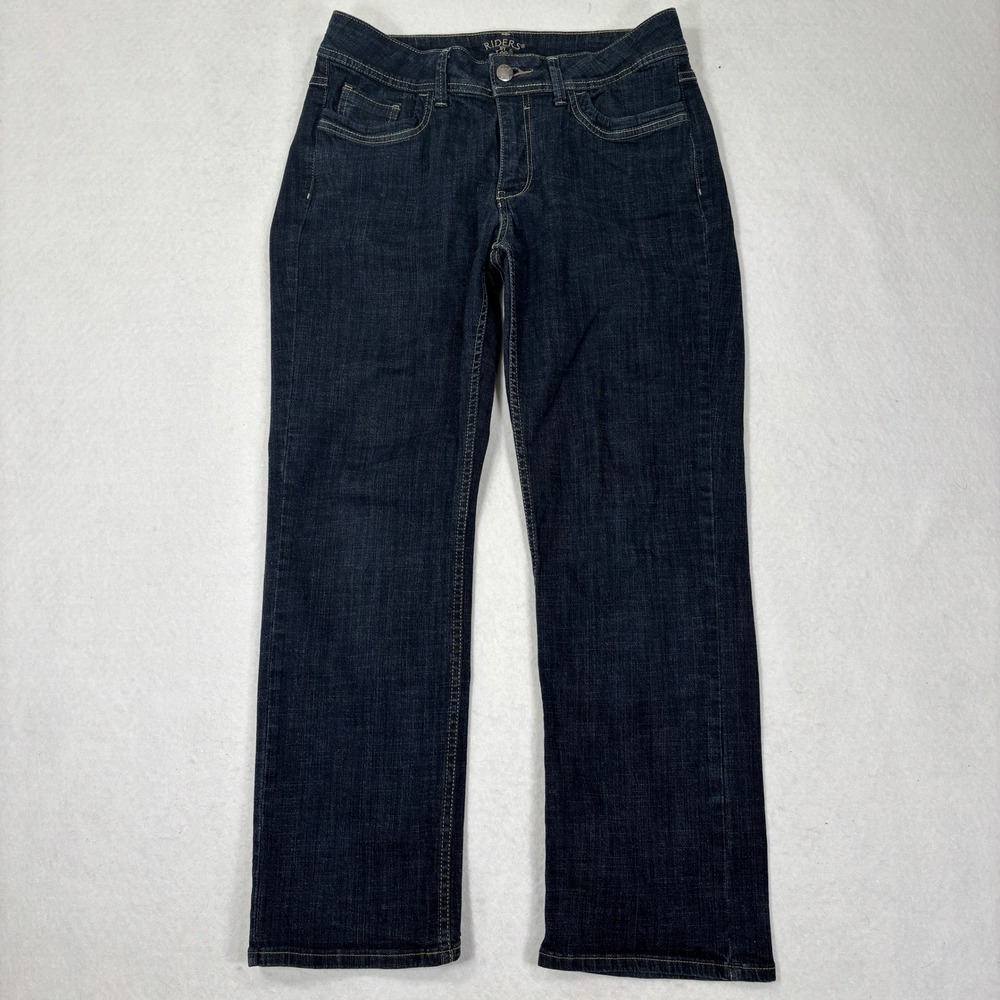 Lee Riders Straight Leg Jeans Womens 12P Mid Rise Blue Denim